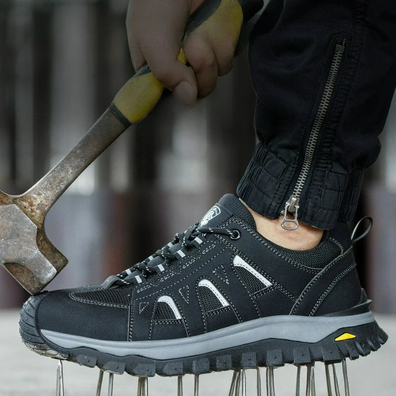 Men's Safety Boots Work Protective Shoes Anti-smash Anti-puncture Men Boots Outdoor Sneakers Non-slip Lace-up Steel Toe Shoes