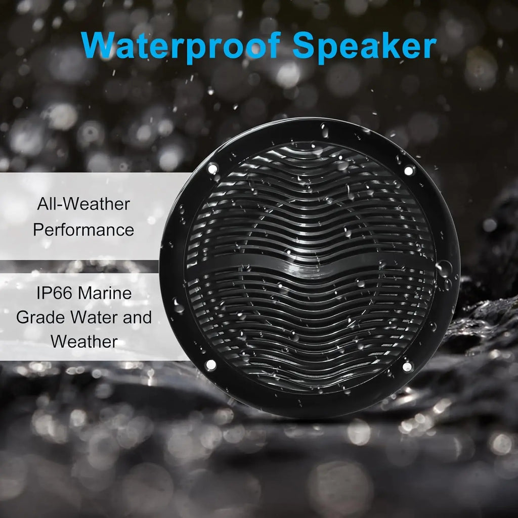 Herdio 6.5 Inch Marine Speaker 120W 2-Way Waterproof And Weather Resistant Outdoor Stereo Boat Speakers Perfect For ATV UTV