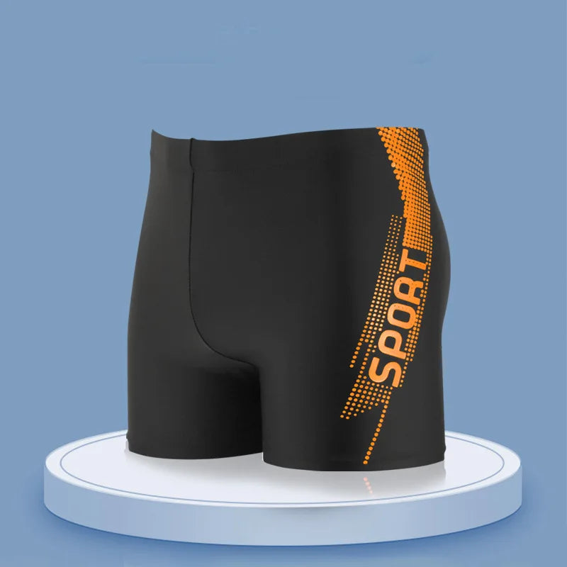 Men's High Waist Swim Trunks Quick Dry Swimming Shorts Soft Breathable Beach Wear for Bathing Hot Spring Slim Fit Swimwear