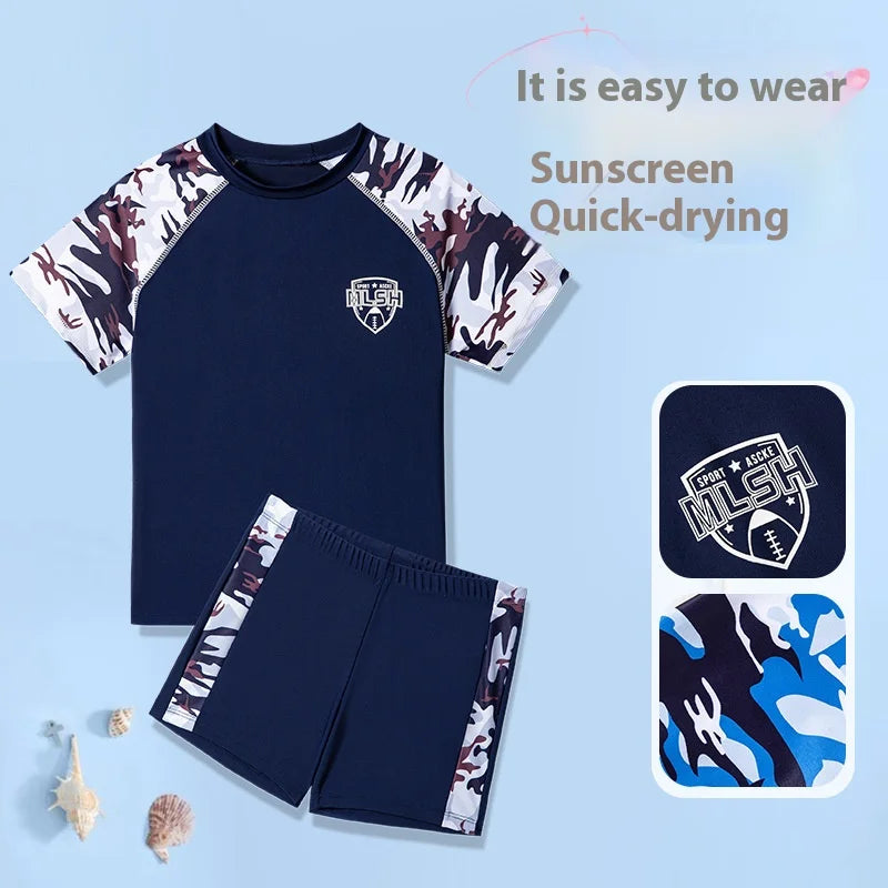 New Kids Swimsuit Medium Kids Baby Split Suit Swim Trunks Light Short Sleeve Beach Swimsuit Boys Swimsuit Swim Trunks