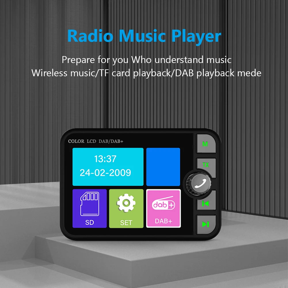 Stereo MP3 Player 2.4 Inch LCD Color Screen Digital Signal Broadcast Adapter Bluetooth-compatible 5.0 DAB Radio Receiver for Car