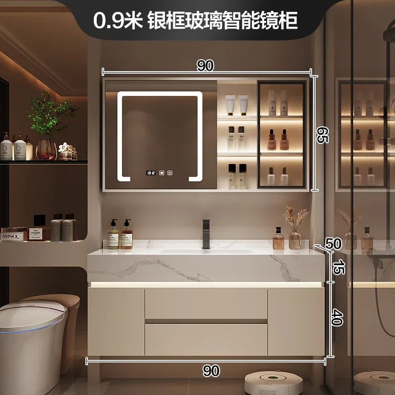 Partitions Storage Bathroom Cabinet Organizer Mirror Wall Shelves Accessories Toilet Cupboard Luxury Gabinete Home Furniture