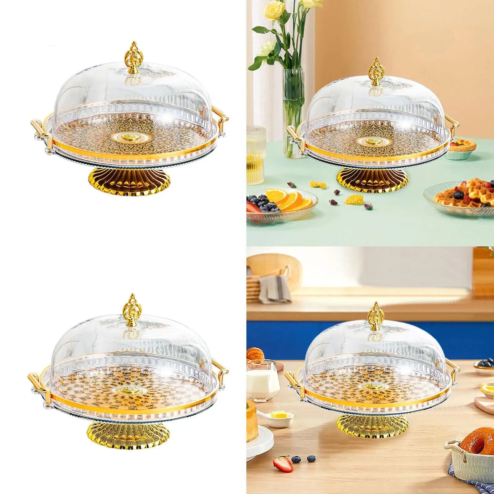 Decorative Kitchen Platter with Lid Cupcake Candy Display Tray Multifunctional Salad Bowl Cake Stand for Candy Cupcake Muffins