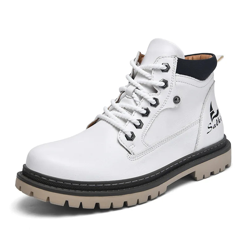 Handmade Men's Boots Outdoor Hiking Boots Lace Up Ankle Boots Autumn Leather Boot High Top Non-slip Men Shoes Botas Para Hombre