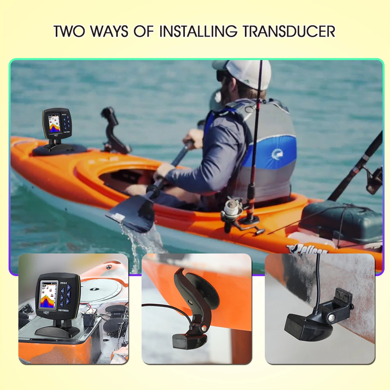 Fish Finder Wired Transducer Sensor Fishfinder 45-Degree Underwater Fishing Camera Waterproof Monitor LCD Fishfind Fish Detector