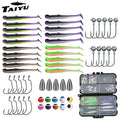 TAIYU 56pcs/Set Fishing Lures Kit For Freshwater/Saltwater Soft Lures Pro Gear Tackle Box Fishing Tackle With Fishing Accessorie