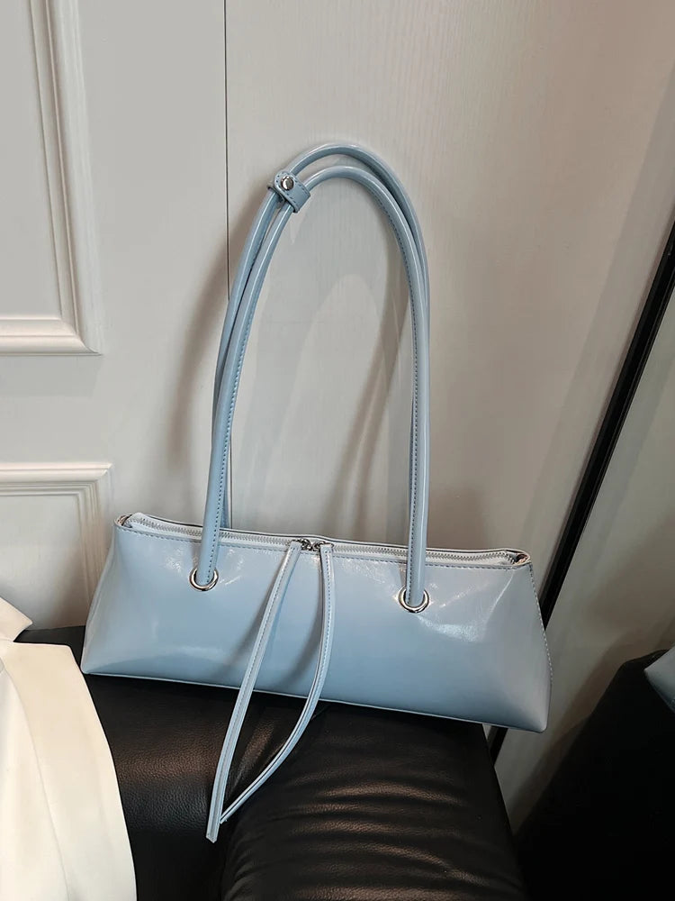 New Women Red Shoulder Bag Korean Version Simple Solid PU Leather Underarm Bags 2025 Elegant Female Dating Handbags