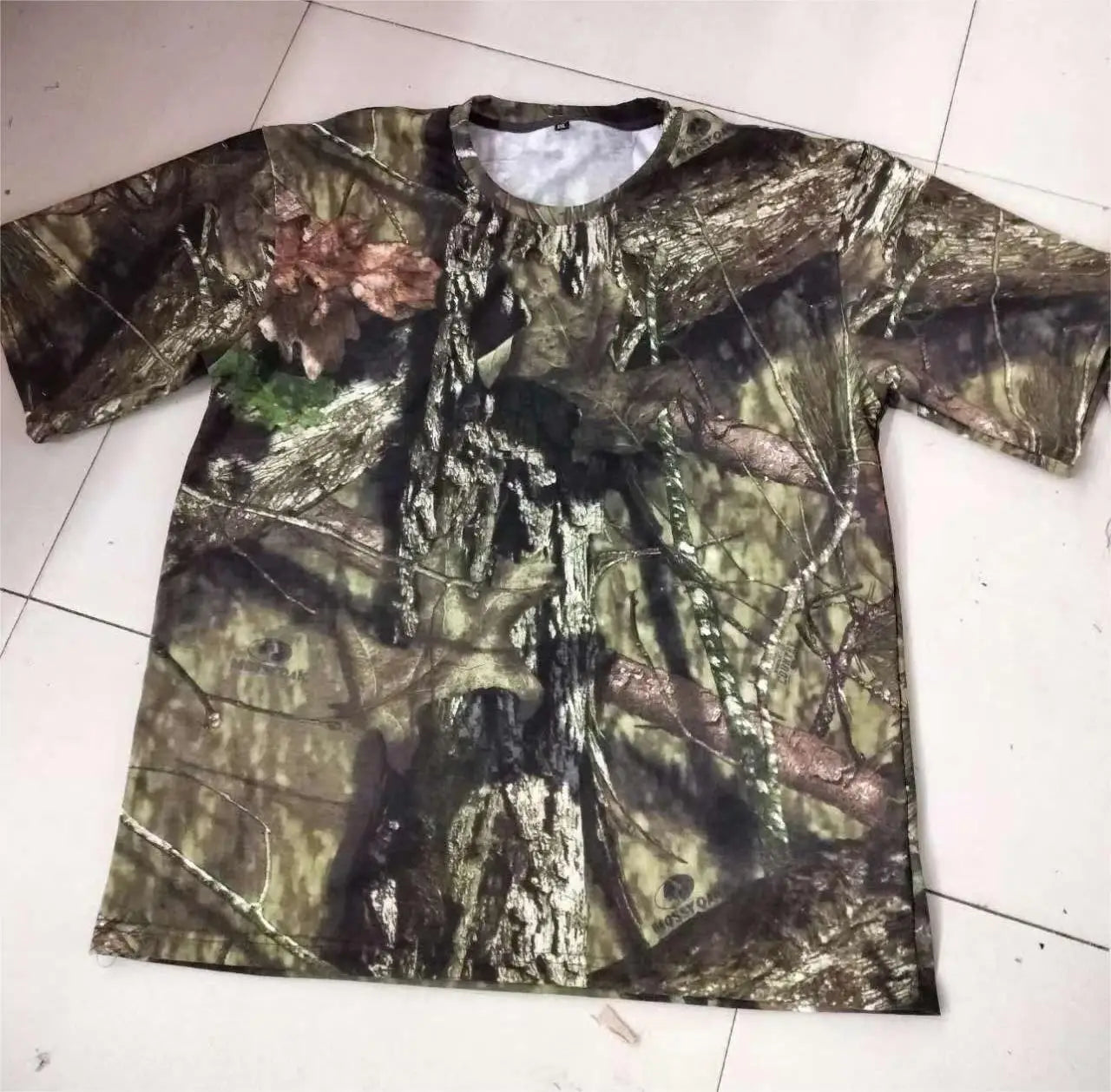 Men’s Summer Short-Sleeved T-Shirt Round Collar Bionic Camouflage Hunting Fishing T-Shirt Outdoor Breathable Cotton Sports Top