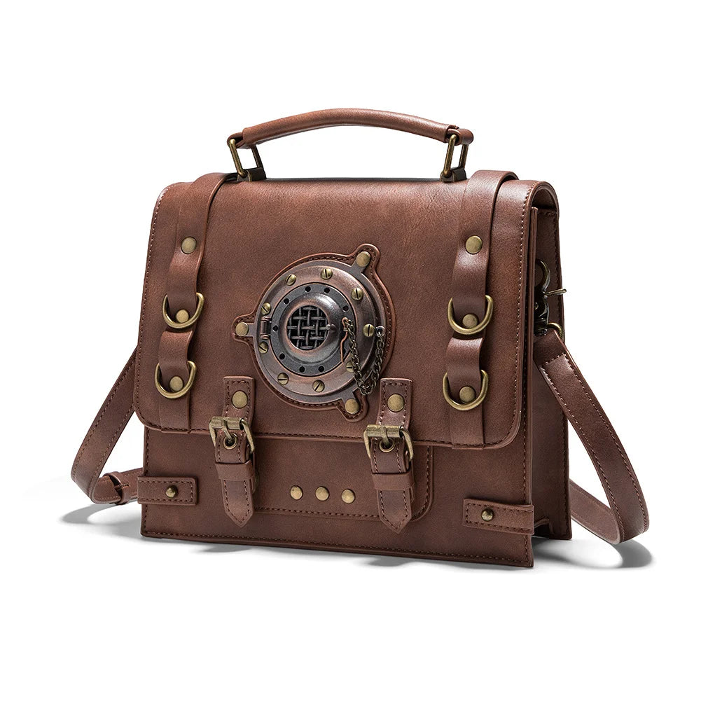 Steampunk handbag for women, European and American retro style PU leather, women's single shoulder diagonal cross bag, creative