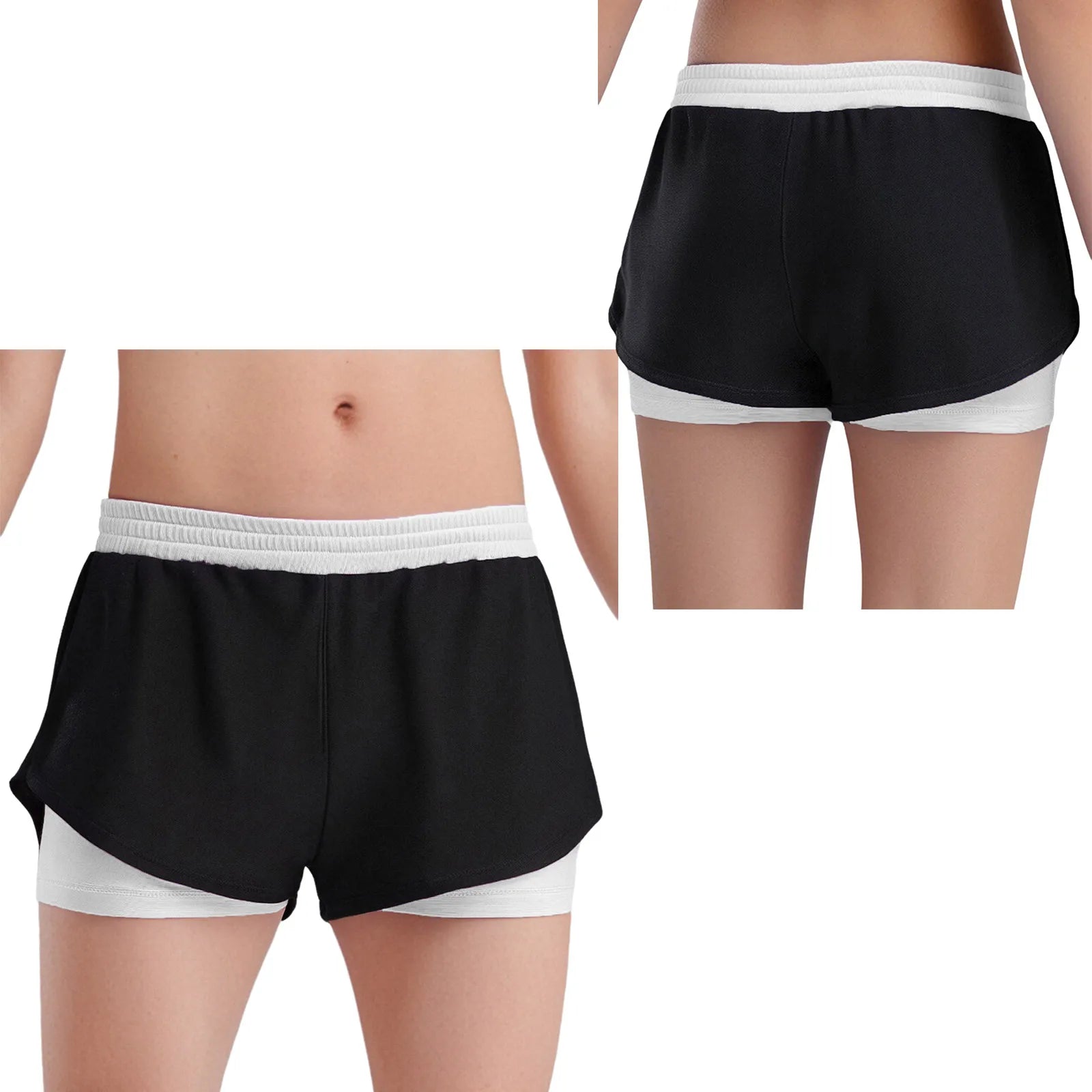 Kids Yoga Sports Shorts for Children Girls Workout Clothing Double-Layer Contrasting Shorts Running Cycling Bottoms Costumes