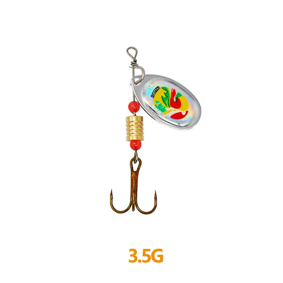 1Pcs 3G 3.5G 4.5G Spinner Lures Rotating Spinners Spoon Hard Bait Pike Metal With Treble Hooks Fishing Lure Pesca Tackle