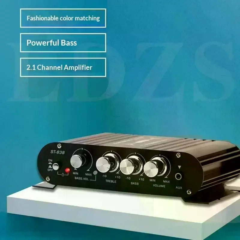 ST-838 Home Theater Amplifiers HiFi 2.1 Channel Power Amplifier Stereo Bass Sound Car Home Amp Media Player Amplifier