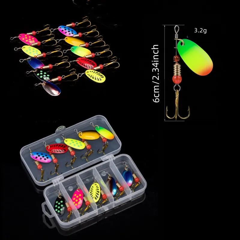 16/10pcs Fishing Spinner Metal Lures with Tackle Boxes Crankbaits Wobblers Metal Sequin Trout Spoon With Hooks for Carp Fishing