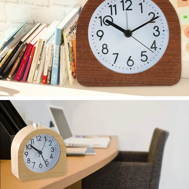 Alarm Clock Without Ticking Retro Wooden Alarm Clock With Dial Alarm Light Quiet Table Clock With Snooze Function