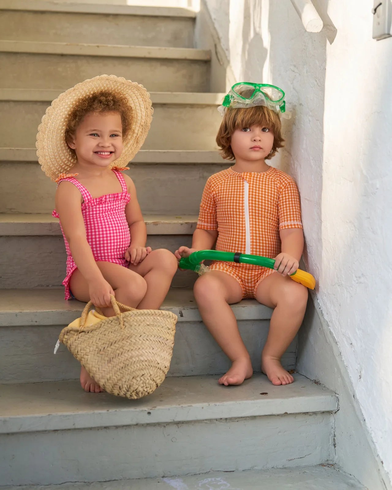Clearance sale AS 2025 kids gingham swimwear collection