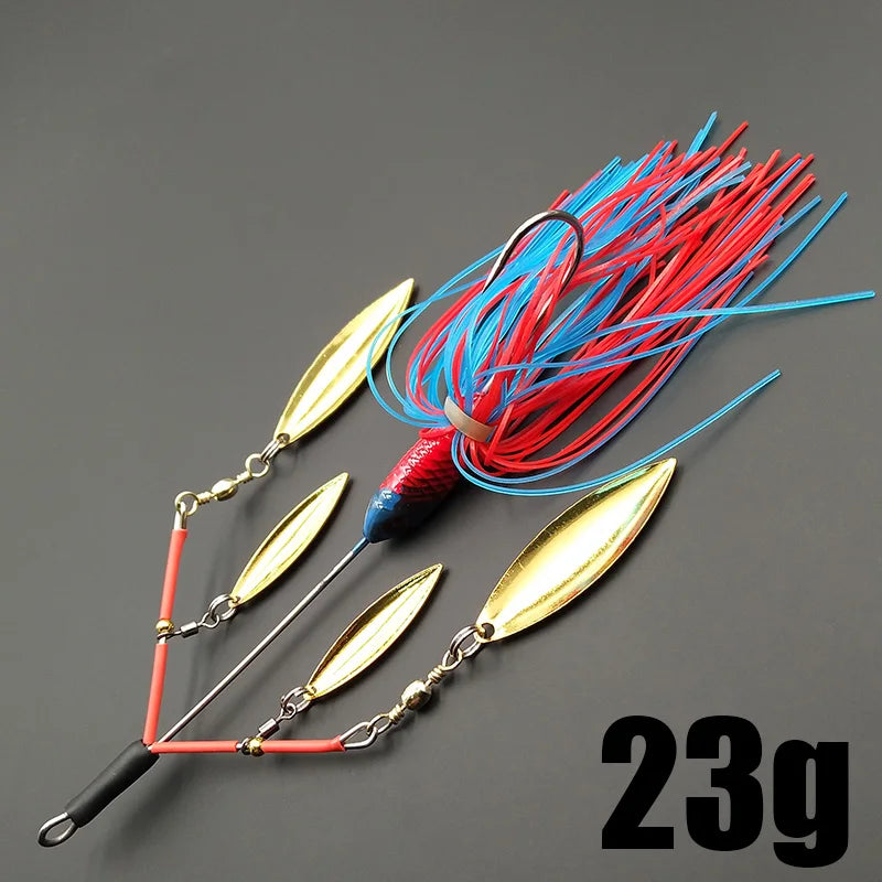Lunker Spinner Baits Hard Fishing Lure 23g Noisy Buzz Rotating Blade Bubble Vibration Tandem Spin Willow Bass Trout Perch Pike