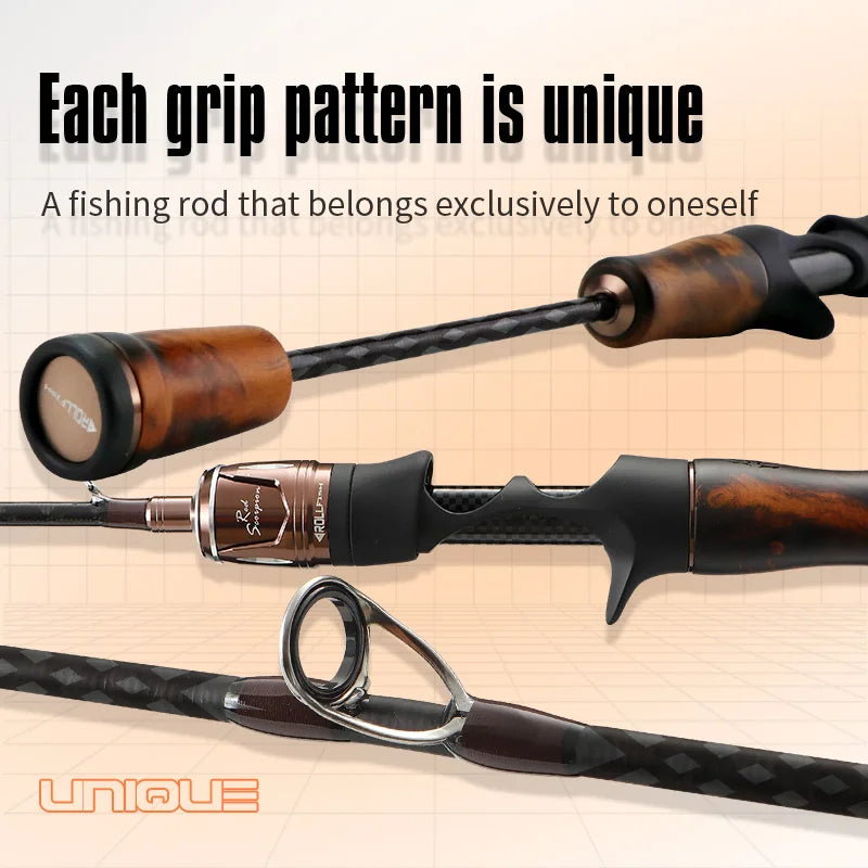 ROLLFISH Natural Solid Wood Handle UL Trout Fishing Rod Carbon Fiber Super Soft BFS Fishing Pole for Trout