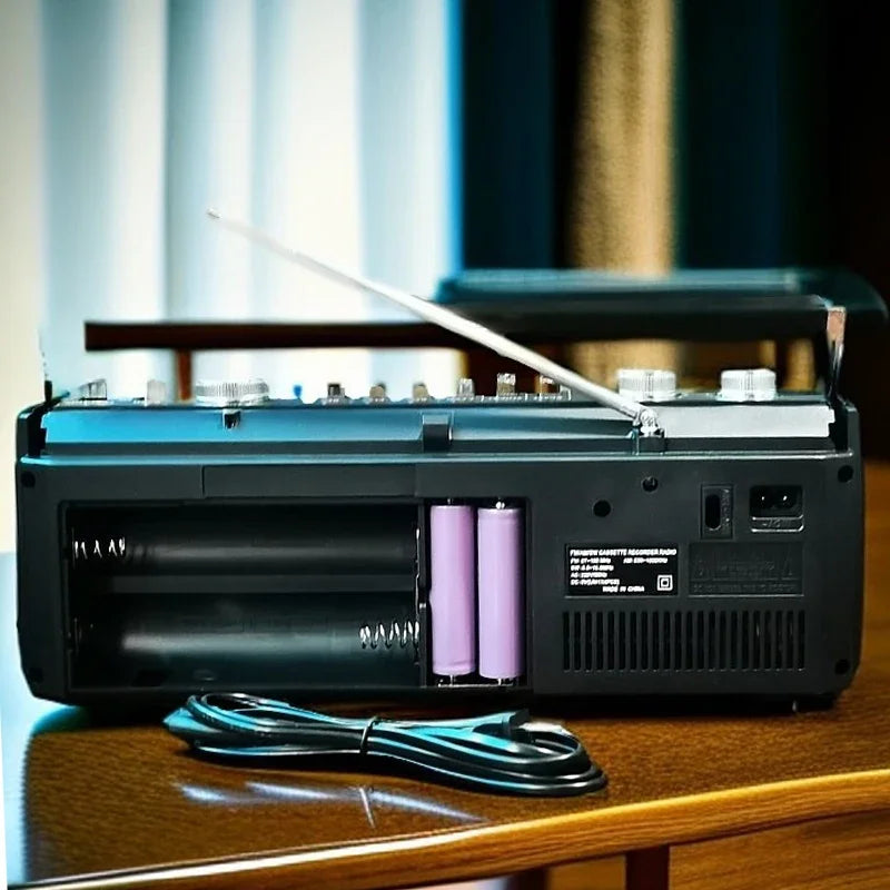 Portable Vintage Retro USB AM/FM/SW Multiband Radio Stereo Wireless Bluetooth Boombox Mp3 Audio Cassette Tape Player Recorder