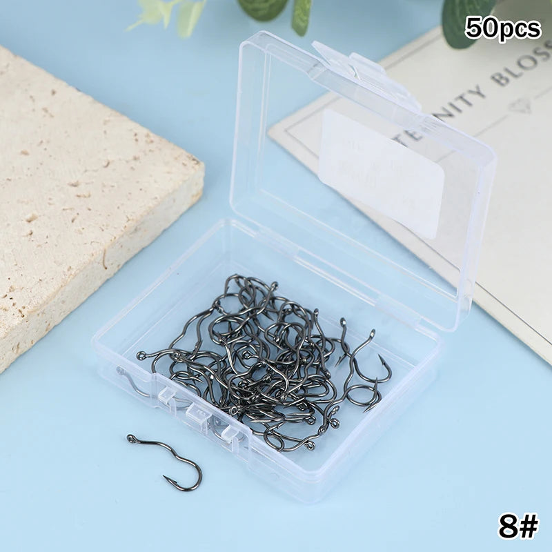 50pcs Premium Fishing Hooks Barbed Design For Anti-Slip & Secure Fish Grip | Reliable For Freshwater And Saltwater Hunting