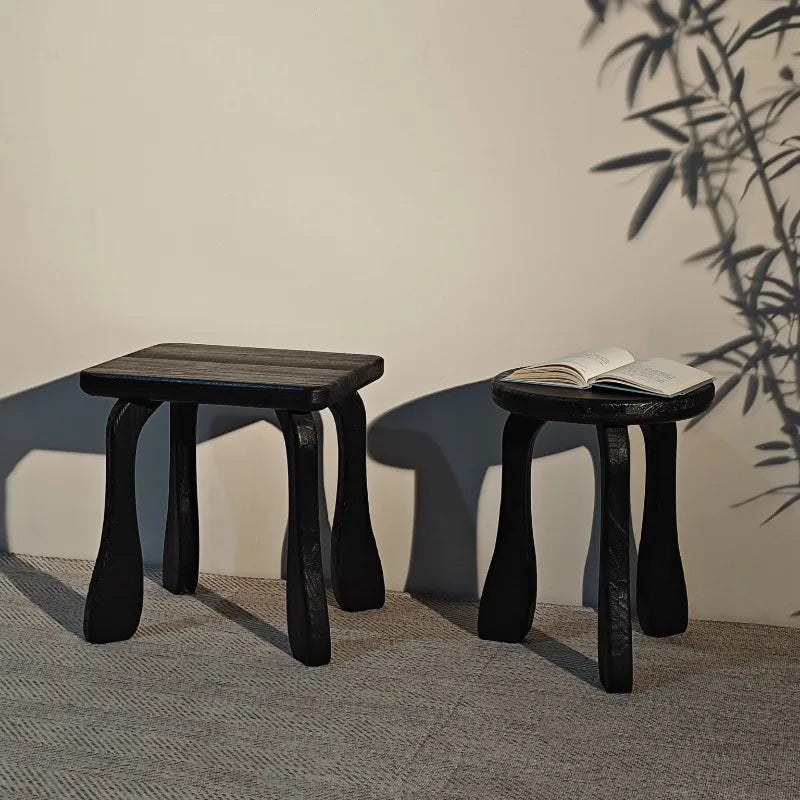Mid-Century Wooden Vanity Stool for Bedroom Makeup Seat Multipurpose Dining Bench Balcony Display Plant Stand