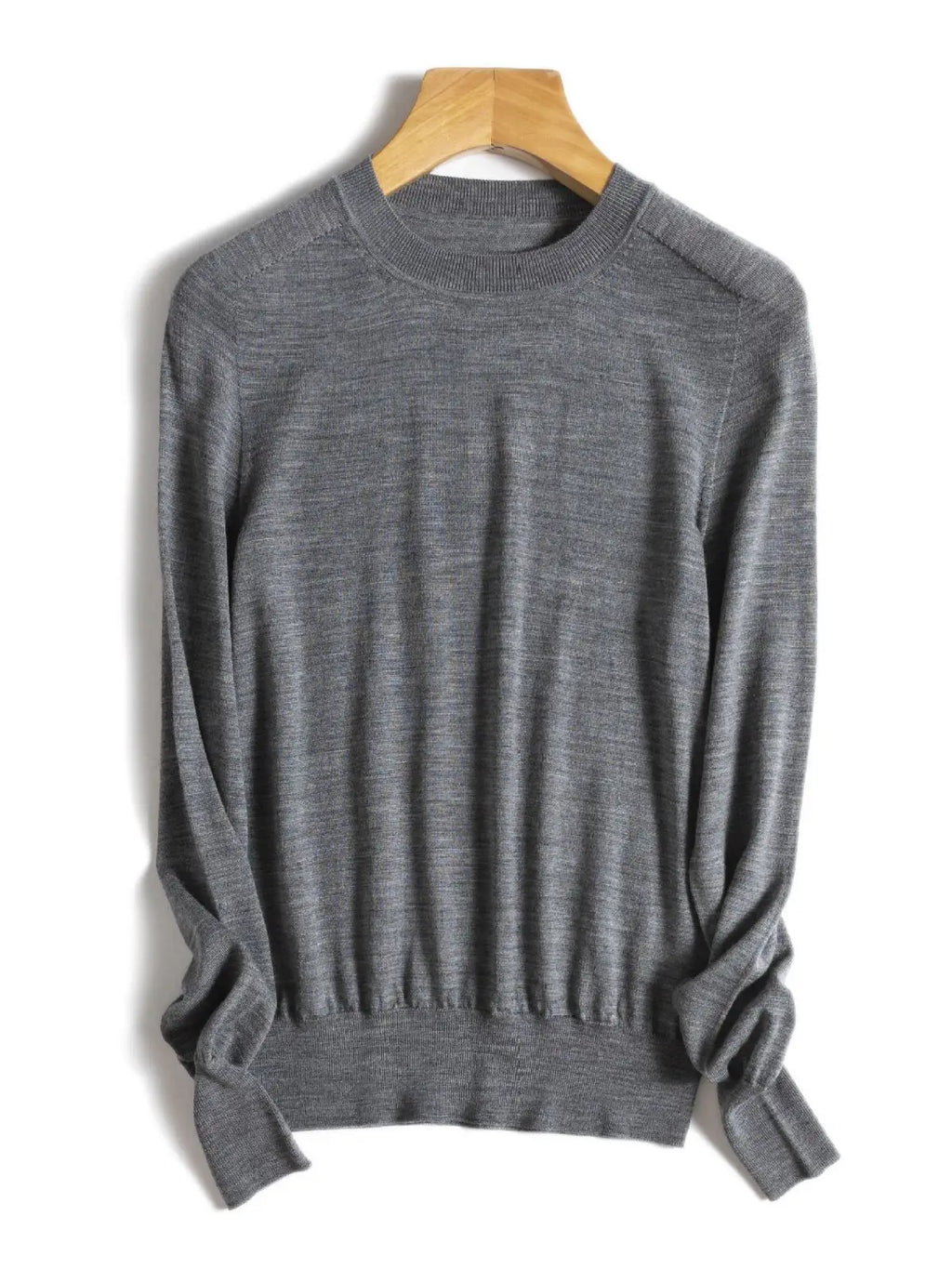 Birdtree, 100% Pure Wool Elegant Thin Sweater, Women O Neck Long Sleeve, Basics Bottom Knit Tops, 2024 Summer New T46840QM