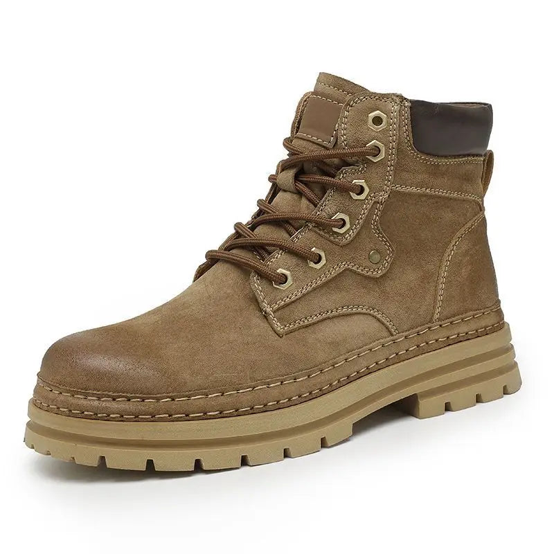 Fashion Men Boots Spring Comfortable Platform Leather Shoes Men Trend Brown Non-slip Work Boots for Men Casual Shoe Cowboy Boots