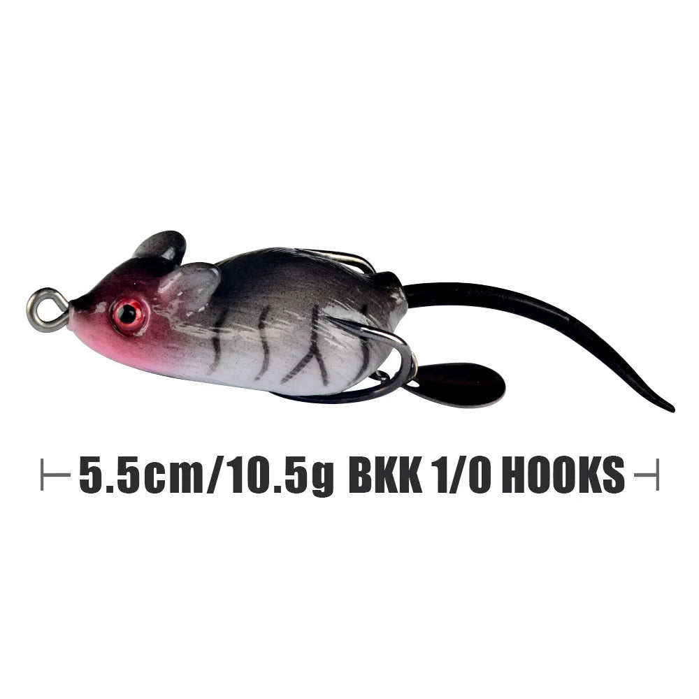 1Pcs Topwater Soft Mouse Bait Fishing Lures 5.5cm 10.5g Treble Hooks Ray Frog Crankbait Artificial Bait Bass Pike Fishing Tackle