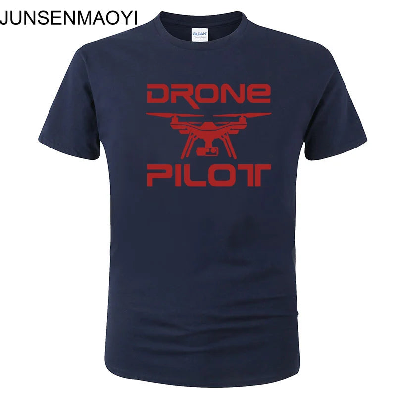 2025 New DRONE PILOTUAV Funny Printed T Shirt Summer Casual Cotton Short Sleeve O-Neck Men Clothing Brand Tee Plus Size XS-XXXL