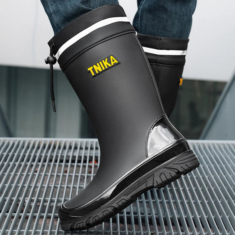 New Men Rain Shoes Boots Waterproof Rubber Shoes for Fishing Husband Work Safety Man Mid-Tube Rain Boots Non-Slip Water Footwear