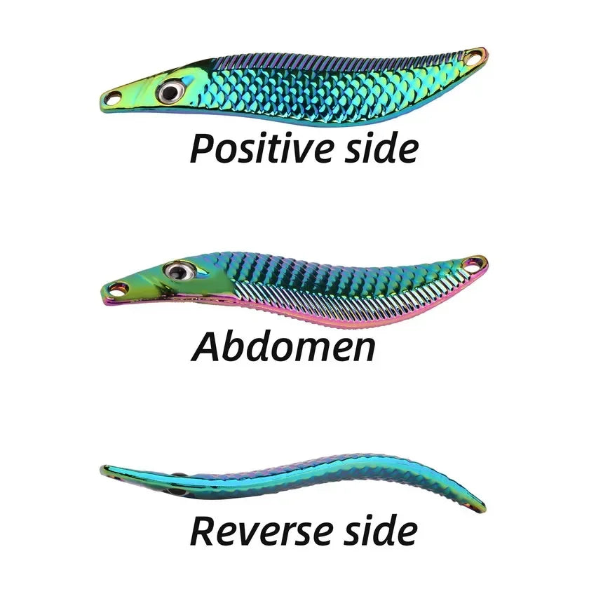 Metal VIB Leech Spinners Spoon Lures 7g 10g 15g 20g Artificial Bait With Feather Hook Night Fishing Tackle for Bass Pike Perch