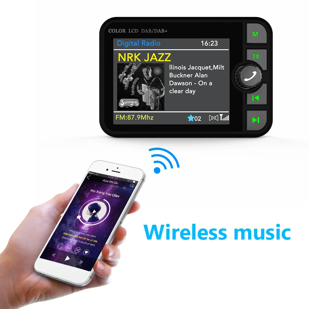 Stereo MP3 FM Transmitter 2.4 Inch LCD Color Screen Radio Receiver Bluetooth-compatible 5.0 Dab Digital Radio Hands-free for Car