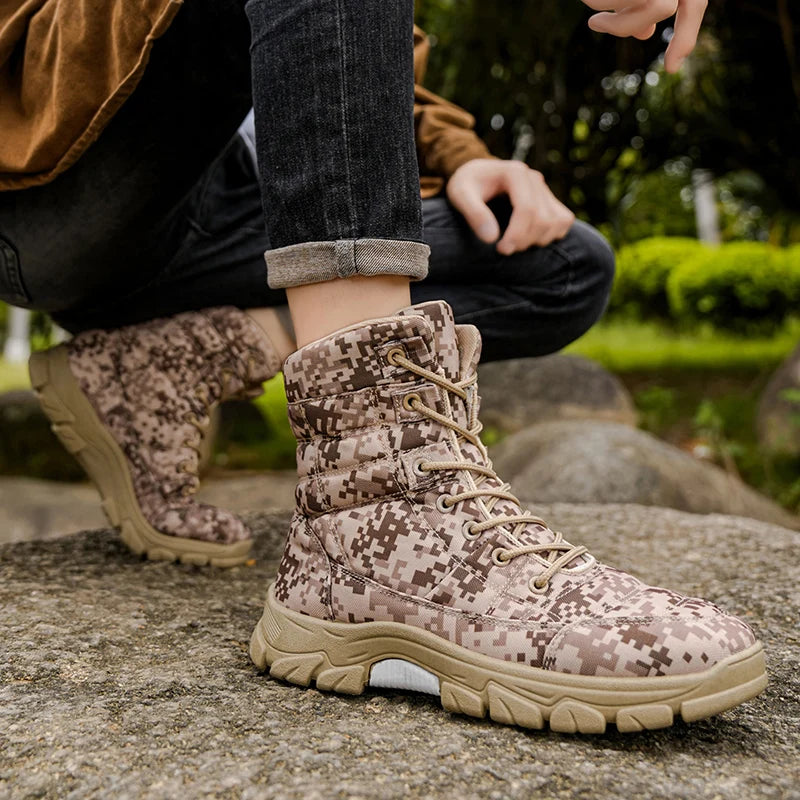 Men Boots High-top Mountain Sneakers Hiking Shoes For Men Outdoor Climbing Sneakers Autumn Winter Walking Zapatillas Hombre