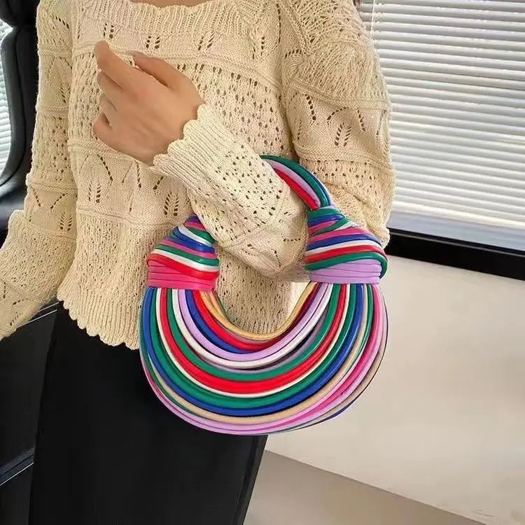 Handbags for Women 2026 New Gold Luxury Designer Brand Handwoven Noodle Bags Rope Knotted Pulled Hobo Silver Evening Clutch Chic