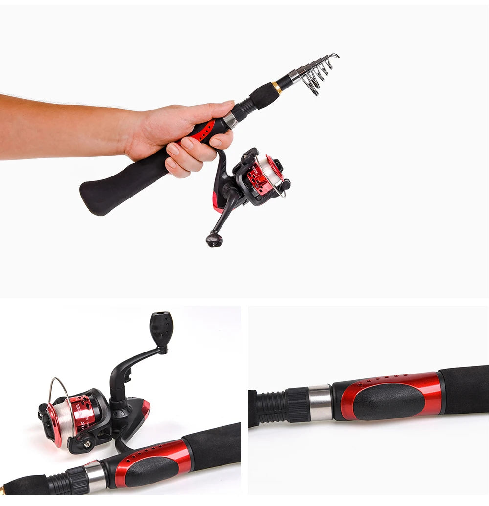 Fishing Rod Full Kits 1.6M Telescopic Sea and Spinning Reel Baits Lure Tackle Travel Fishing Gear Accessories Bag 6 Optional Set