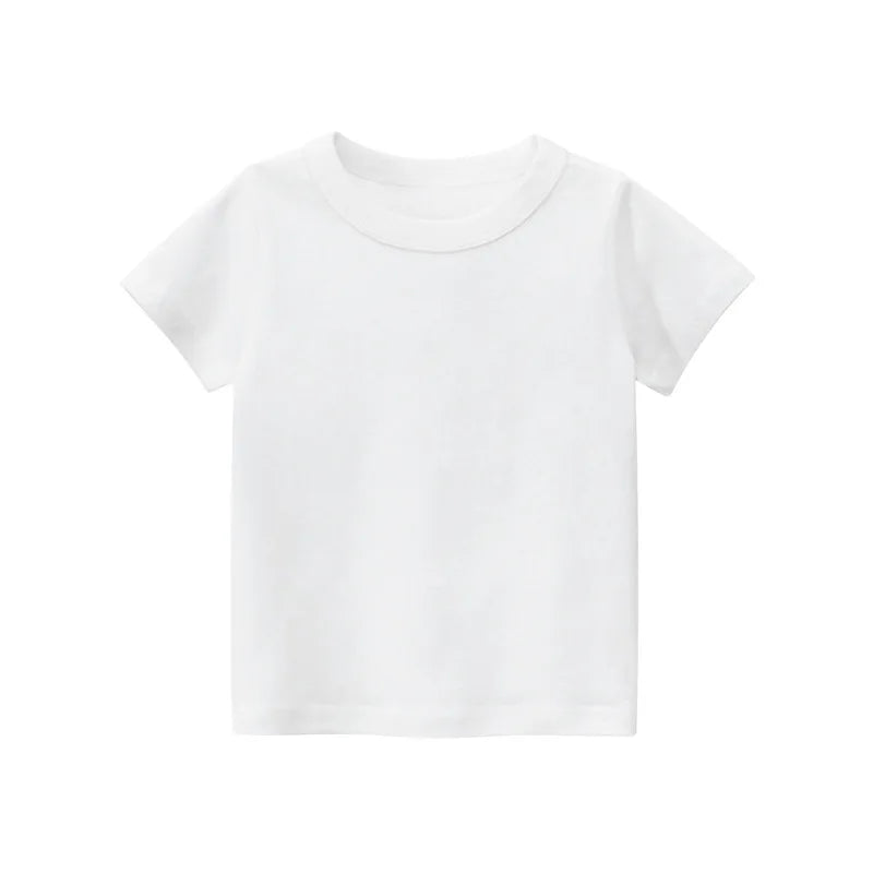 1-7 Years Kid Baby Clothing Boys Girls T-shirt Summer Solid Color Short Sleeve Round Neck Tops Kids Clothing