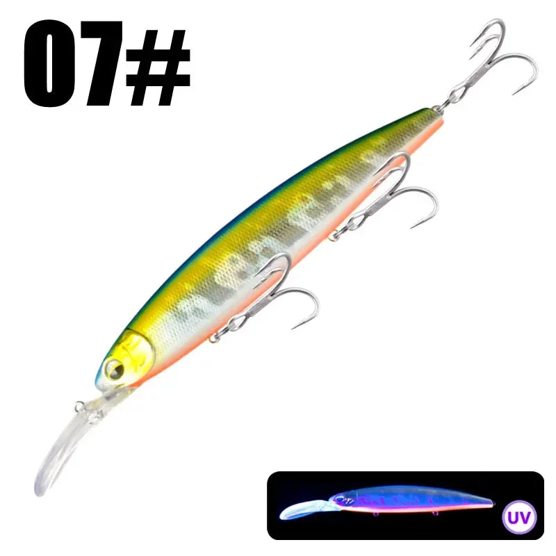 Ultra Long Casting Floating Wobbler Minnow Hard Bait 128mm 29g Flounder Sea Bass Saltwater Sea Fishing Lure Depth 0.8-5m