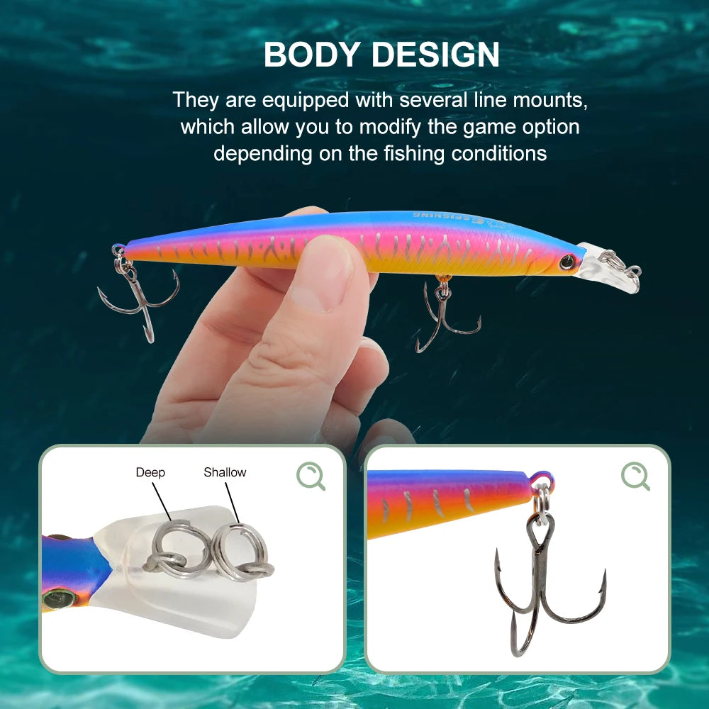 ESFISHING Fishing Lures Floating Minnow Sharp Shovel 120mm10g Dive 0.2-07m Leurre Soupl Baits Two Depth for Choosing Top Water