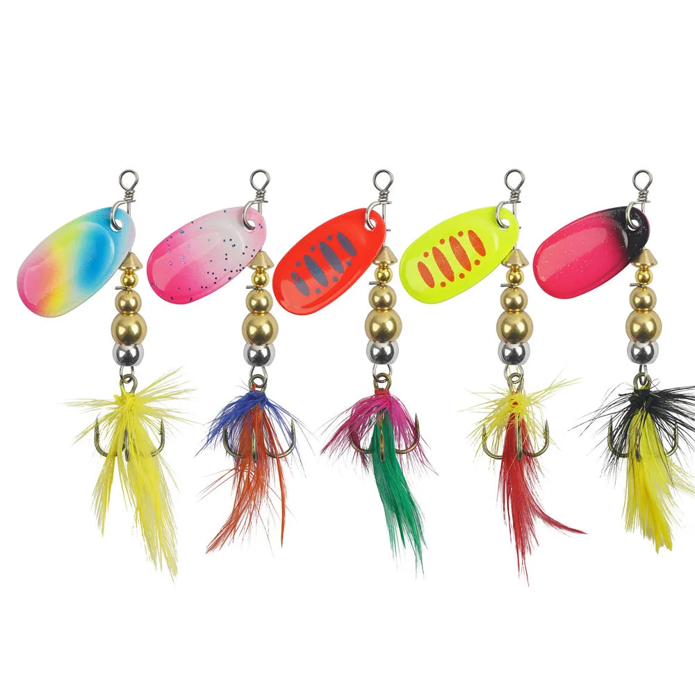 5/10/20Pcs Spinner bait Bass Fishing Lures Spinnerbaits Spoon Lures Feather treble hooks for Trout Salmon Metal Spinner Lure