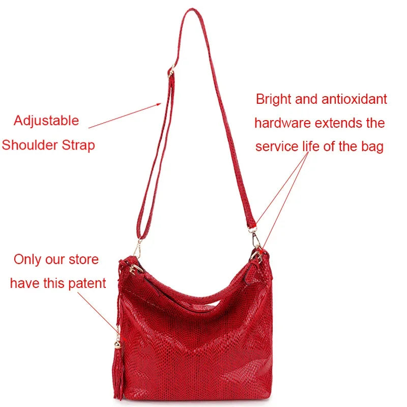 Women's Bags Handbags Fashion Shoulder Crossbody Bags with Fringe Crescent Snake-Print Hobo Purses and Handbags for Women & Girl