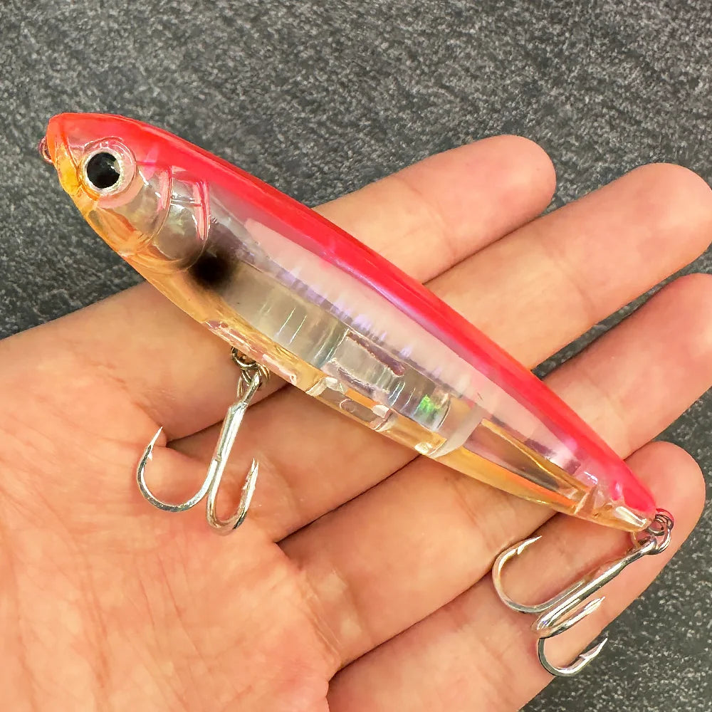 Floating Pencil Bait 17.5g 10cm Topwater Walk The Dog Fishing Lure 3D Swimbait Hook Popper Pesca Wobbler Minnow Rattle Cranbait