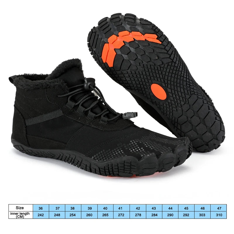 New Winter Boots for Men Women Snow Barefoot Casual Shoes Outdoor Work Shoes Ladies Warm Fur Men Ankle Shoes Male Snow Boots