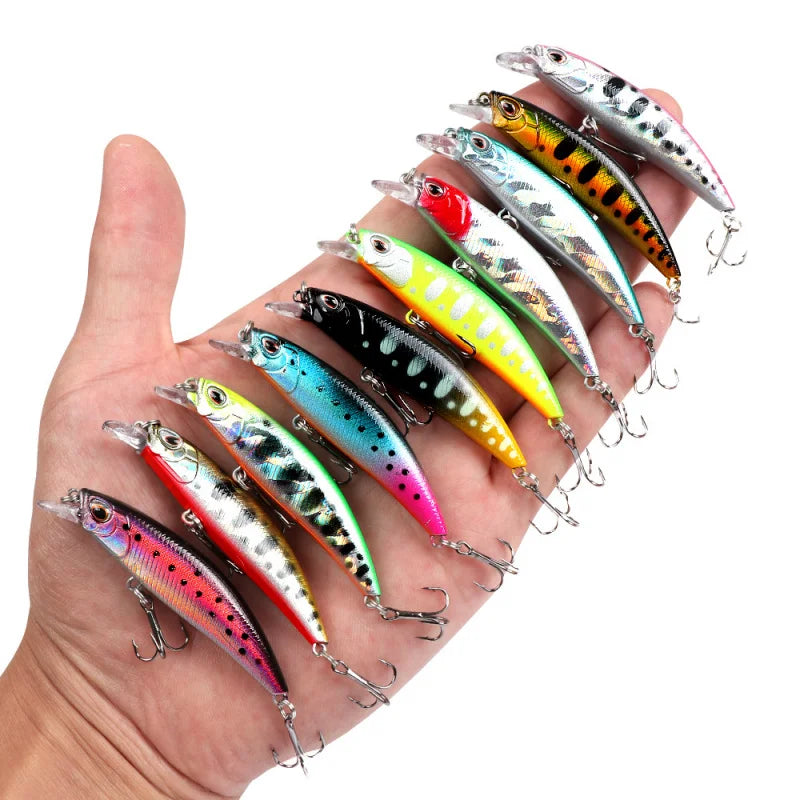 12PCS Minnow Lure Set 6.5cm/6.5g Long-Distance Submersible Lures for Sea And Freshwater Fishing Ideal for Mandarin Fish Catching