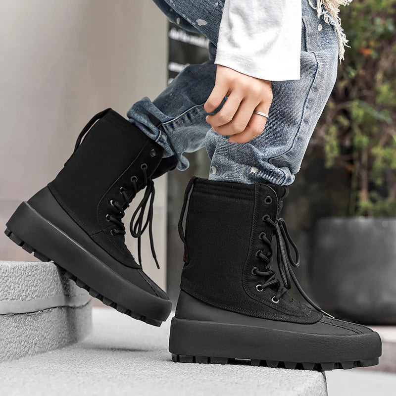 Men Outdoor High-top Boots Tactical Military Boots Thick-soled Shoes Lightweight Wear-resistant Hiking Shoes Men Motocycle Boots