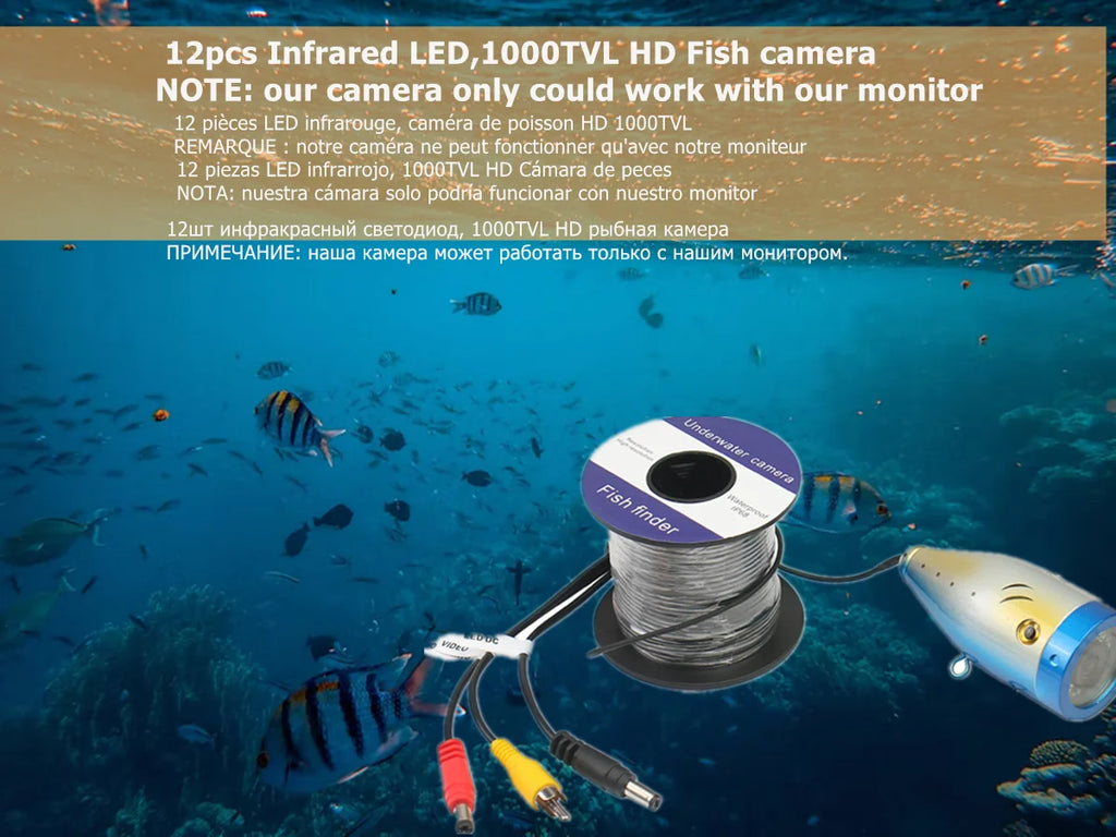 underwater fisherman camera for Fishing finder HD 7 inch monitor 1000TVL security fishing camera w/ white led light big float