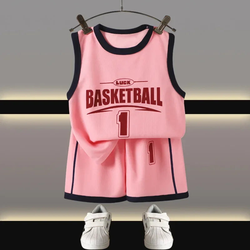 Kids Clothes Boys Girls Vest Suit Summer  Children's Clothing Baby T-shirts Shorts Tan Top Sleeveless Children Sets