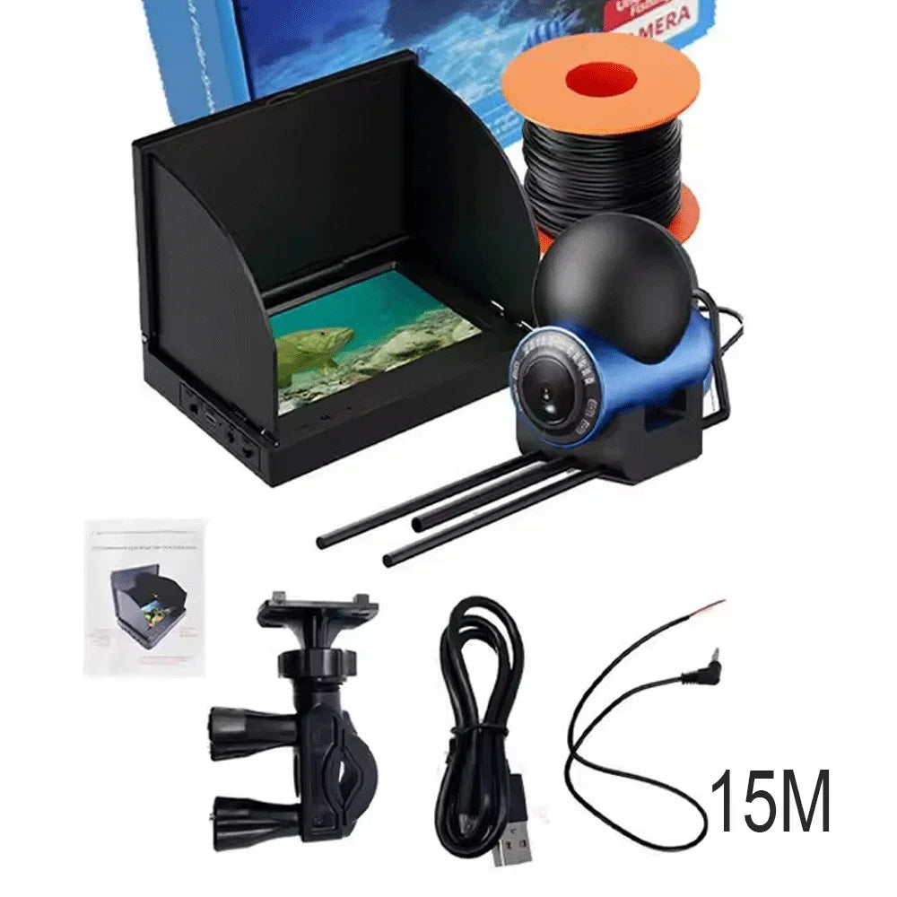 4.3" HD Screen Underwater Fishing Camera Fish Finder 50m Detection Depth 220° Wide Angle Waterproof for Boat Sea Fishing Marine