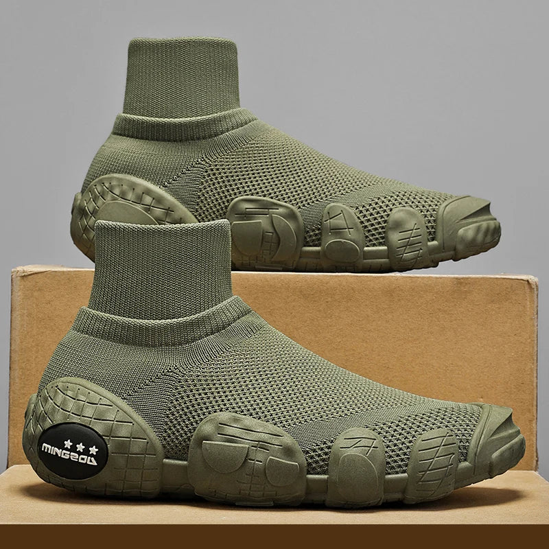 Outdoor Men Short Boots Designer Soft Casual Sneakers Breathbale Mens Socks Shoes Slip-On Flat Lightweight Walking Sport Shoes