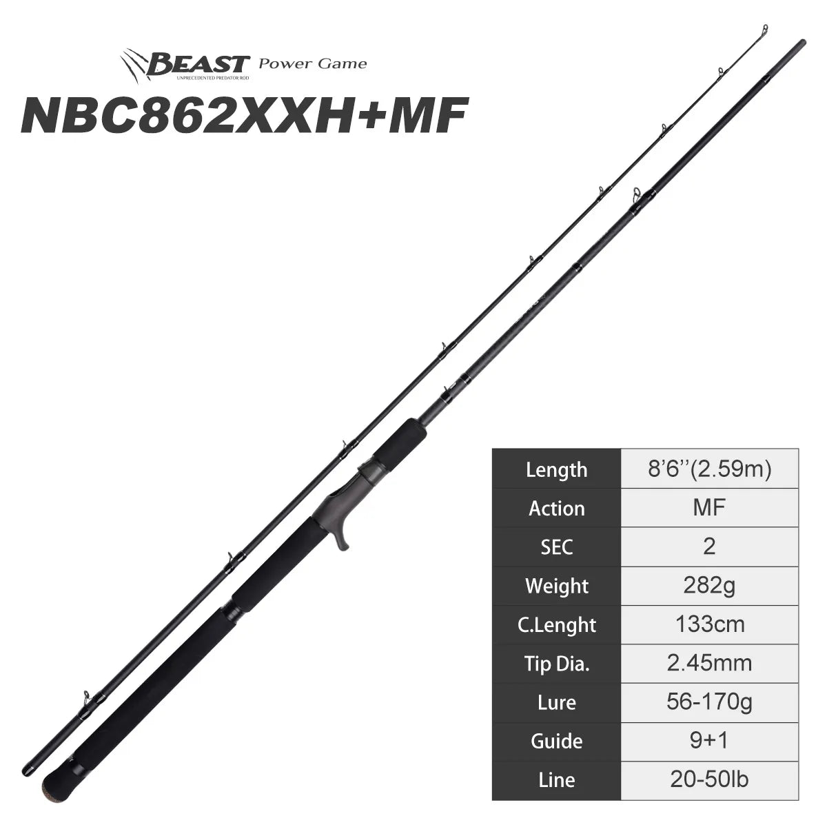 Noeby Pike Fishing Rod 1.98m 2.13m 2.44m 2.59m Fuji Toray Carbon Casting Spinning Big Baits Power Catfish Pike Fishing Rods