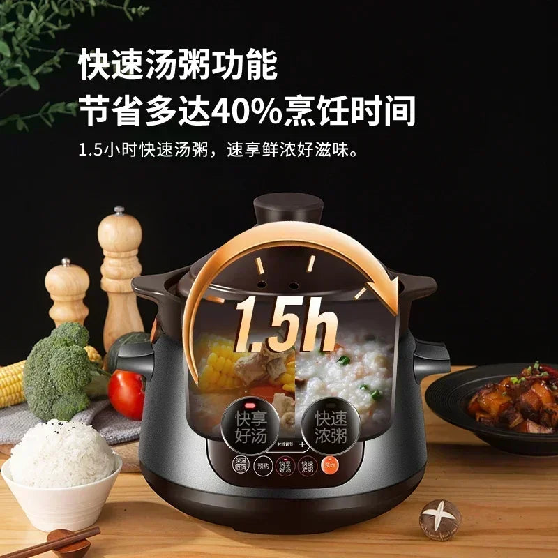 220V Electric Stew Pot Home Intelligent Automatic Soup Electric Casserole Purple Sand Ceramic Pot Slow Cooker Crock Pan AE