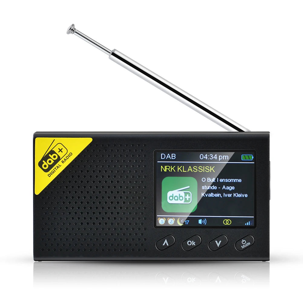 2.4 inch Digital Radio Bluetooth 5.0 Portable Stereo Receiver DAB FM Broadcast Player Wireless Audio Device for Home and Office